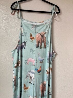 Farm Animal Print Overalls Jumpsuit Donkeys Cows Pigs Sheep Horses Stretch XXL